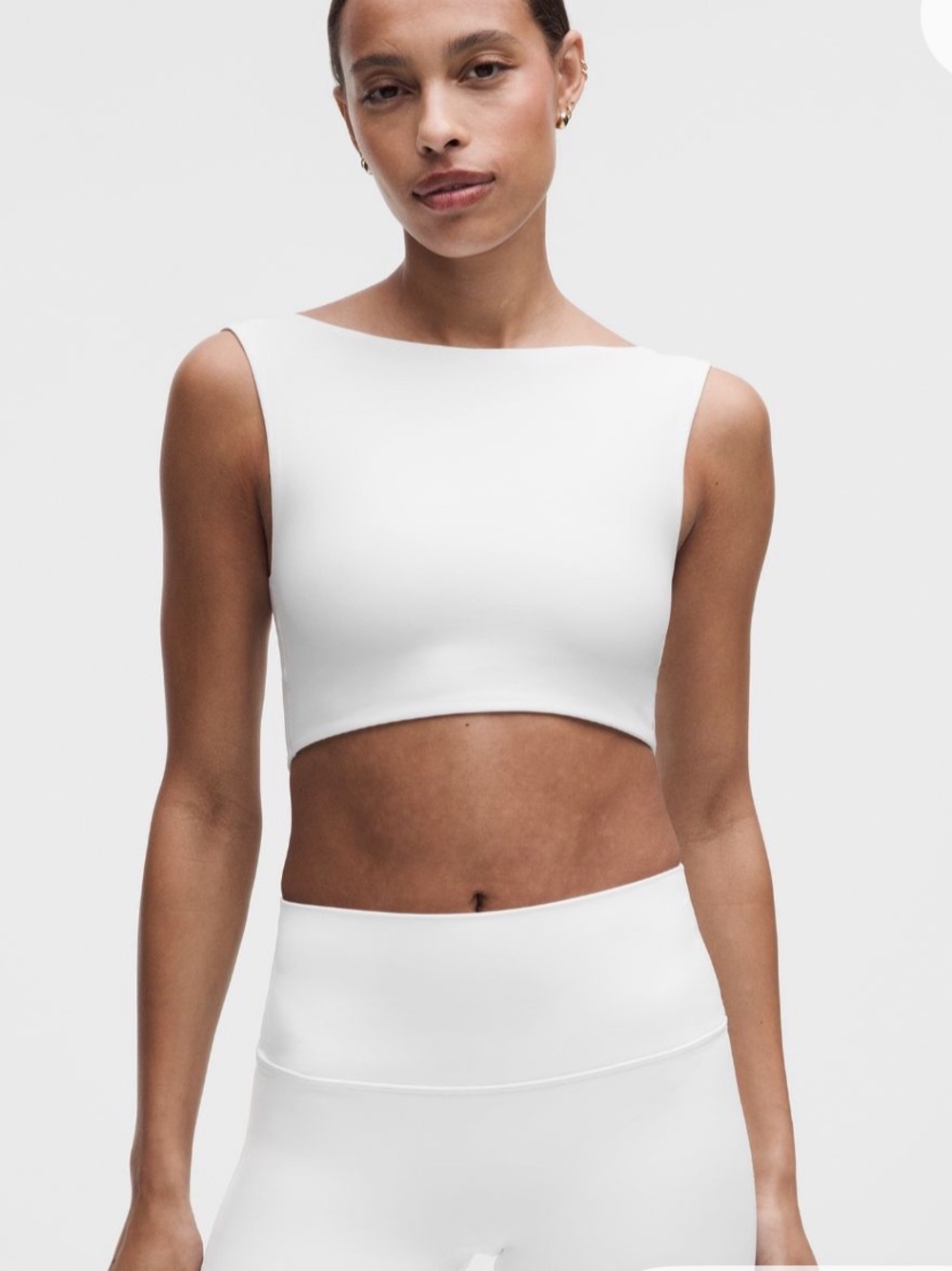 lululemon athletica White Cropped Boat Neck Tank
